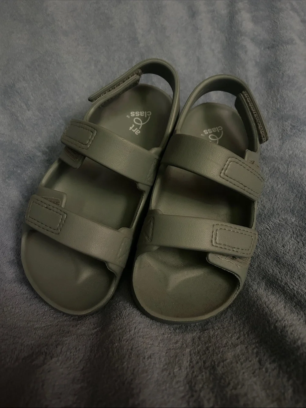 art class Kids Olive Green Adjustable Hook & Loop Sandals